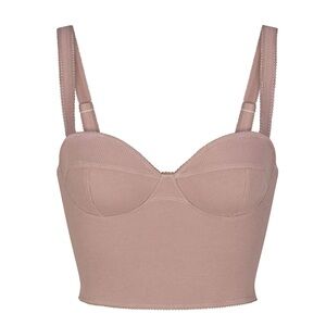 SKIMS cotton rib picot cropped cami umber size Small NWOT